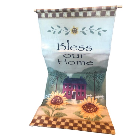 EUC 90's Vintage Bless Our Home Banner‎ Sign Fall Autumn Decor Outdoor Wall Art - Picture 2 of 5